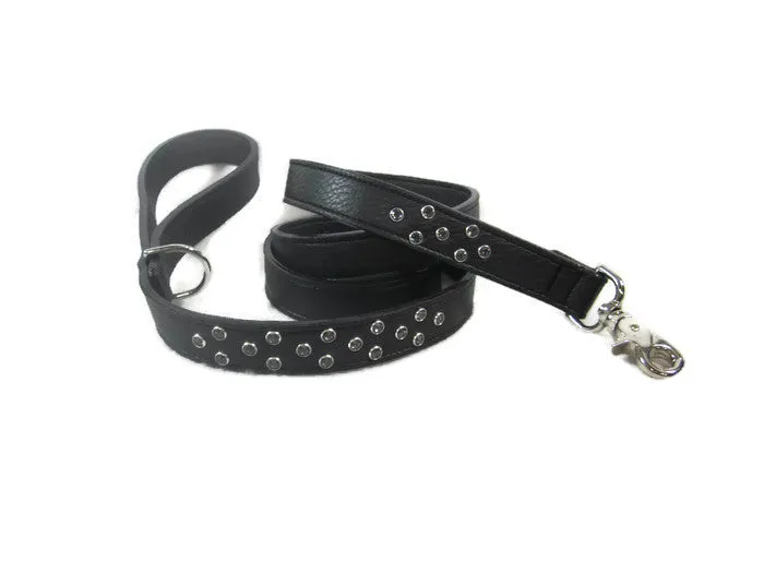 Callie Leather Dog Leash with Crystal Jewel Cluster