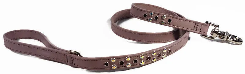 Callie Leather Dog Leash with Crystal Jewel Cluster