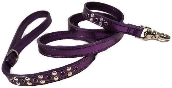 Callie Leather Dog Leash with Crystal Jewel Cluster
