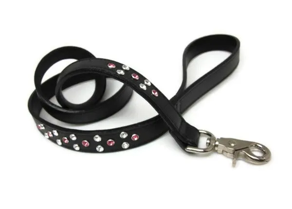 Callie Leather Dog Leash with Crystal Jewel Cluster