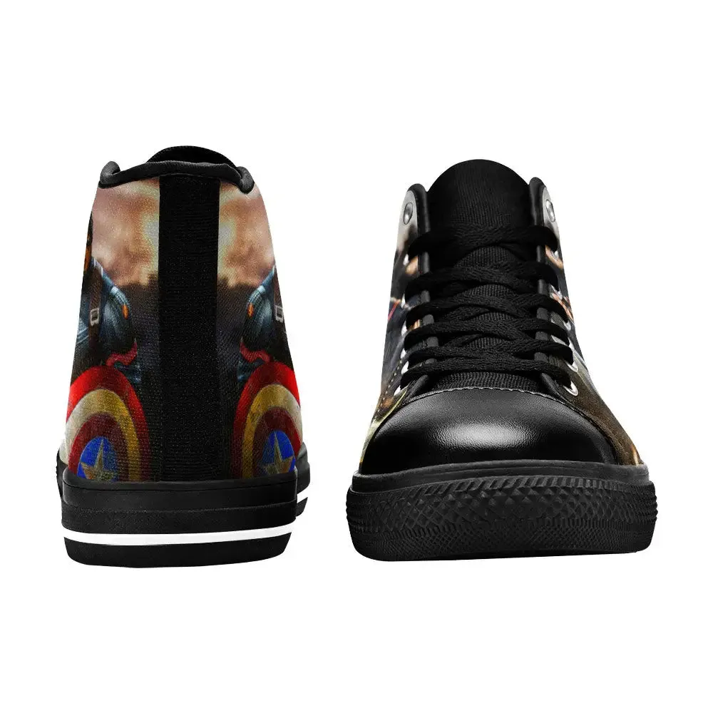 Captain America End Game Shoes High Top Sneakers for Kids and Adults