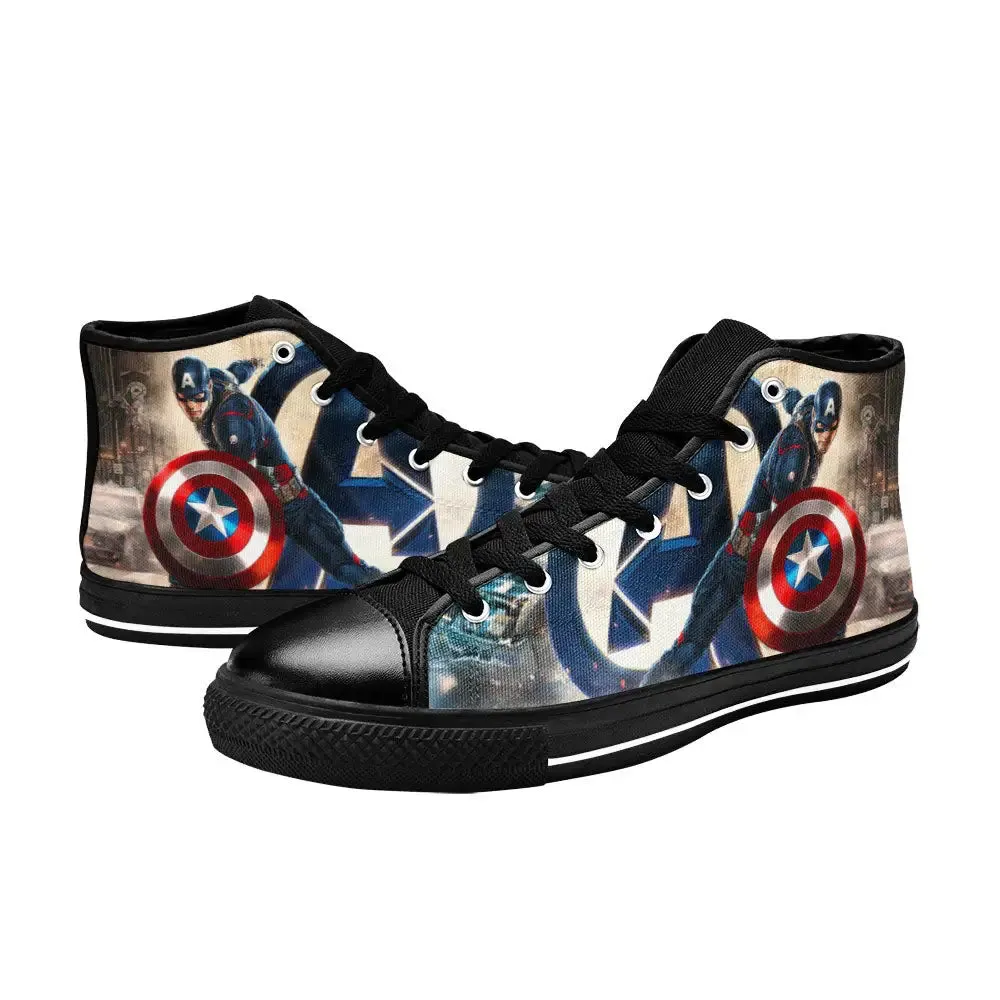 Captain America End Game Shoes High Top Sneakers for Kids and Adults