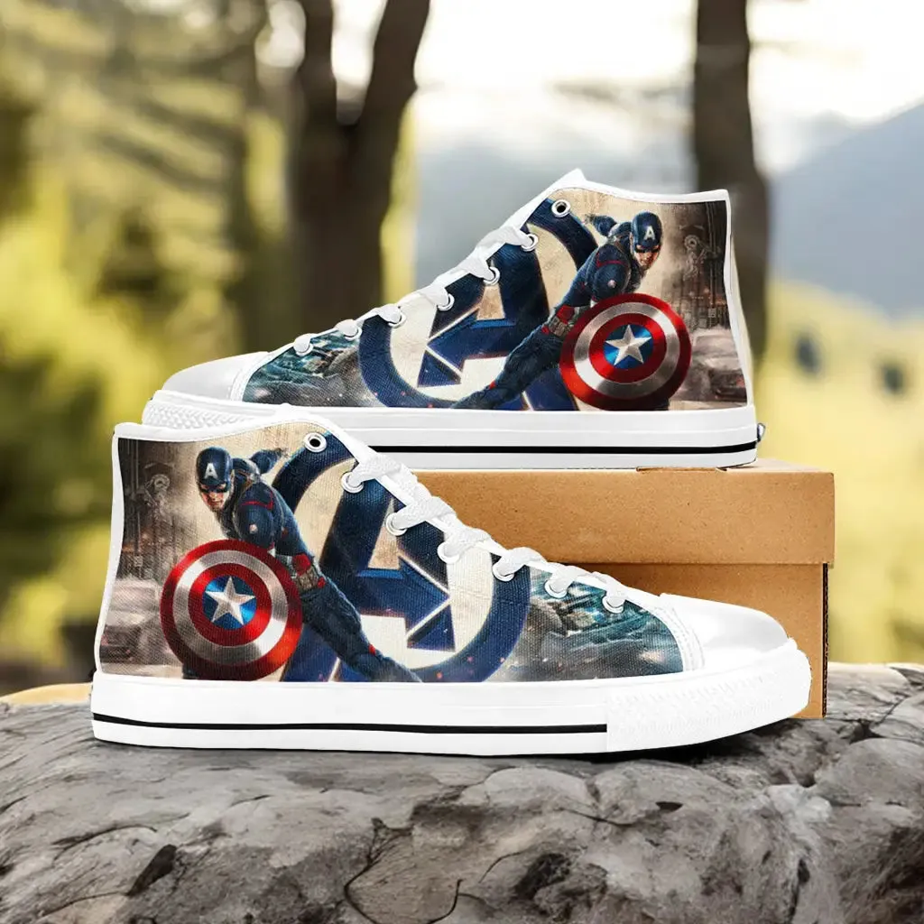 Captain America End Game Shoes High Top Sneakers for Kids and Adults