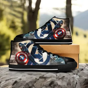 Captain America End Game Shoes High Top Sneakers for Kids and Adults