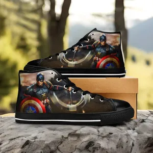 Captain America End Game Shoes High Top Sneakers for Kids and Adults