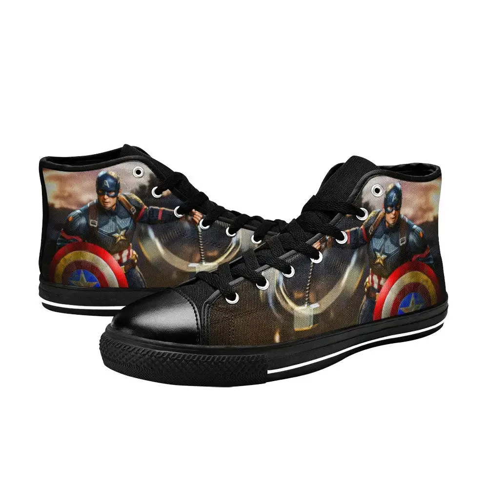 Captain America End Game Shoes High Top Sneakers for Kids and Adults
