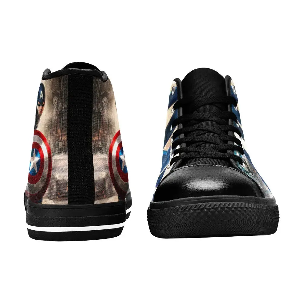 Captain America End Game Shoes High Top Sneakers for Kids and Adults