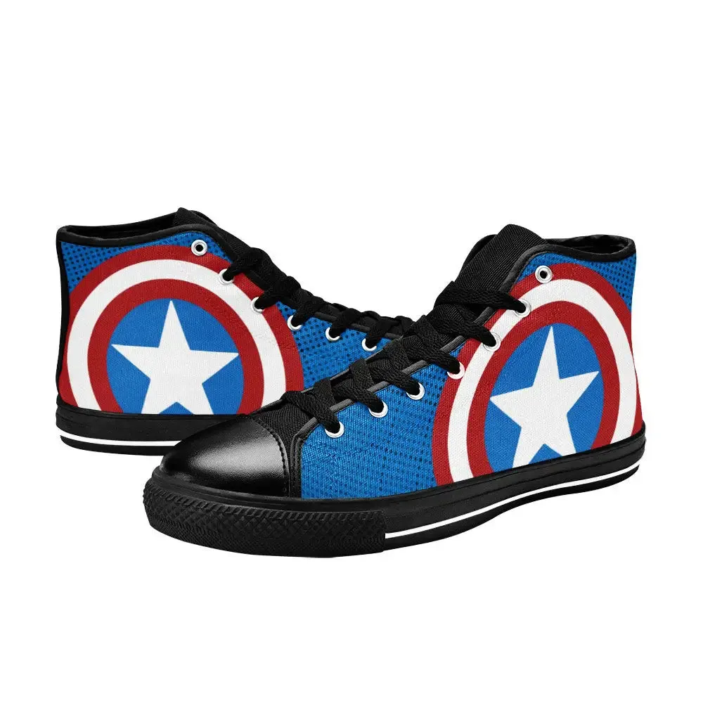 Captain America Shoes High Top Sneakers for Kids and Adults
