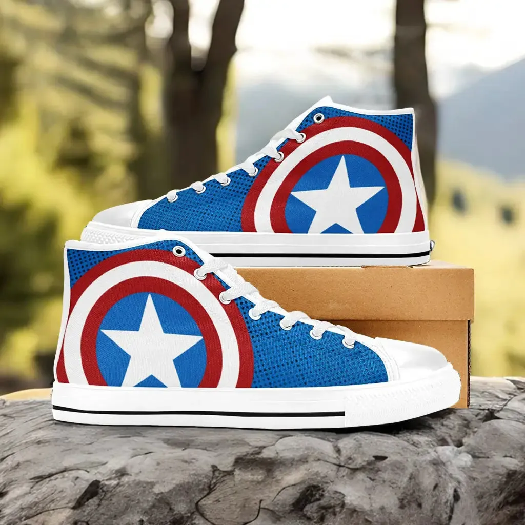 Captain America Shoes High Top Sneakers for Kids and Adults