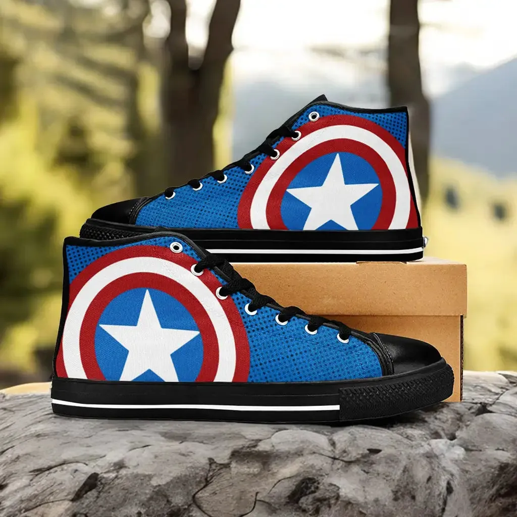 Captain America Shoes High Top Sneakers for Kids and Adults