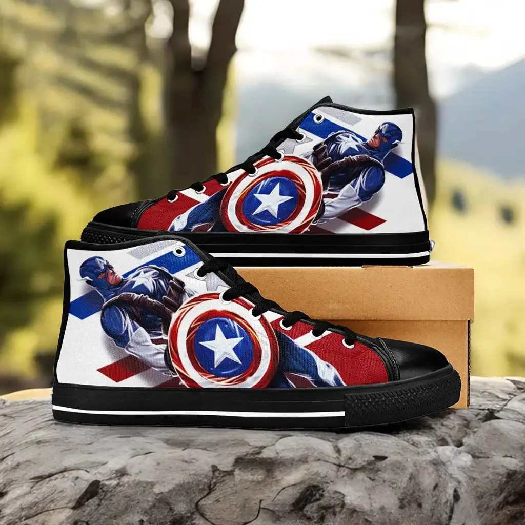 Captain America Winter Soldier Shoes High Top Sneakers for Kids and Adults