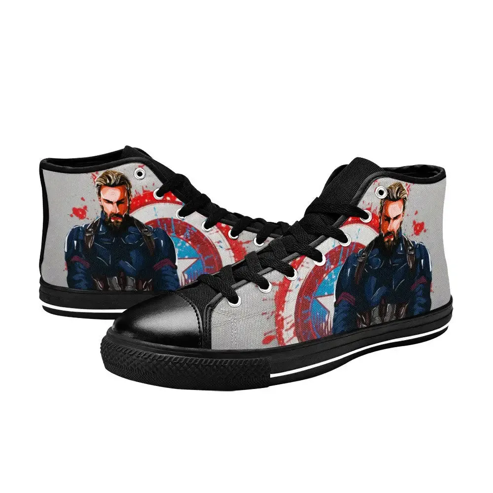 Captain America Winter Soldier Shoes High Top Sneakers for Kids and Adults