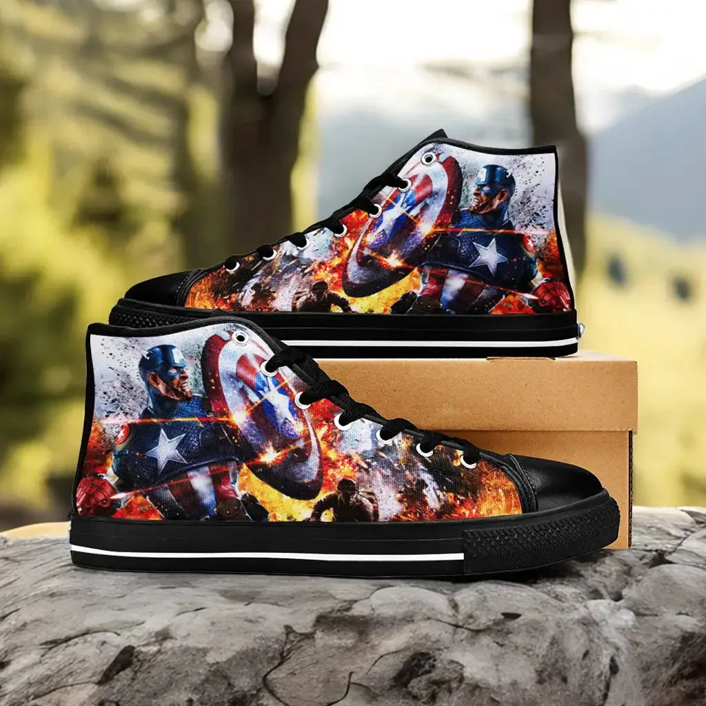 Captain America Winter Soldier Shoes High Top Sneakers for Kids and Adults