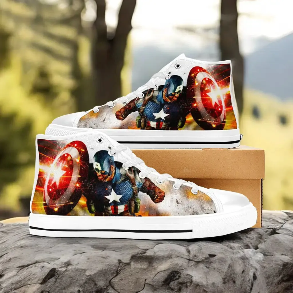 Captain America Winter Soldier Shoes High Top Sneakers for Kids and Adults