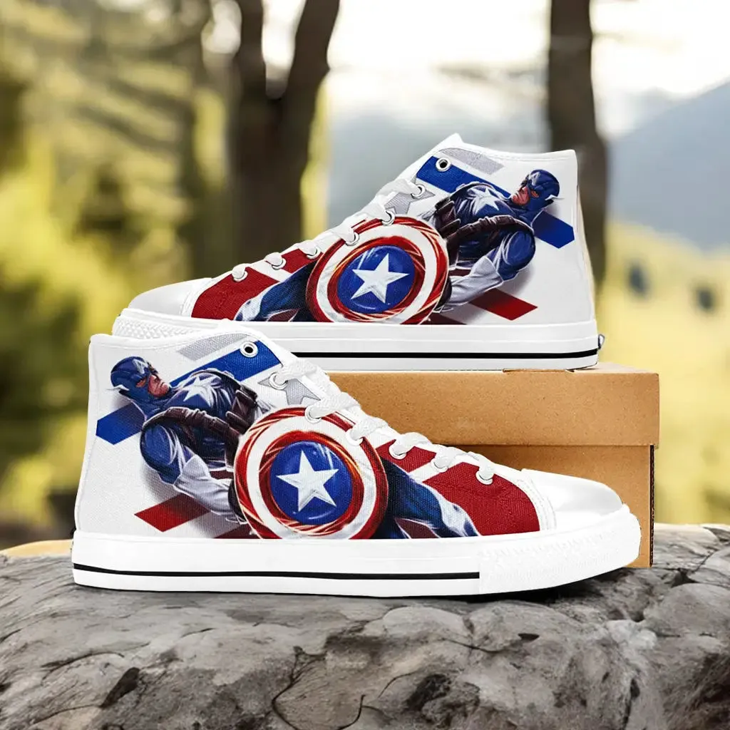 Captain America Winter Soldier Shoes High Top Sneakers for Kids and Adults