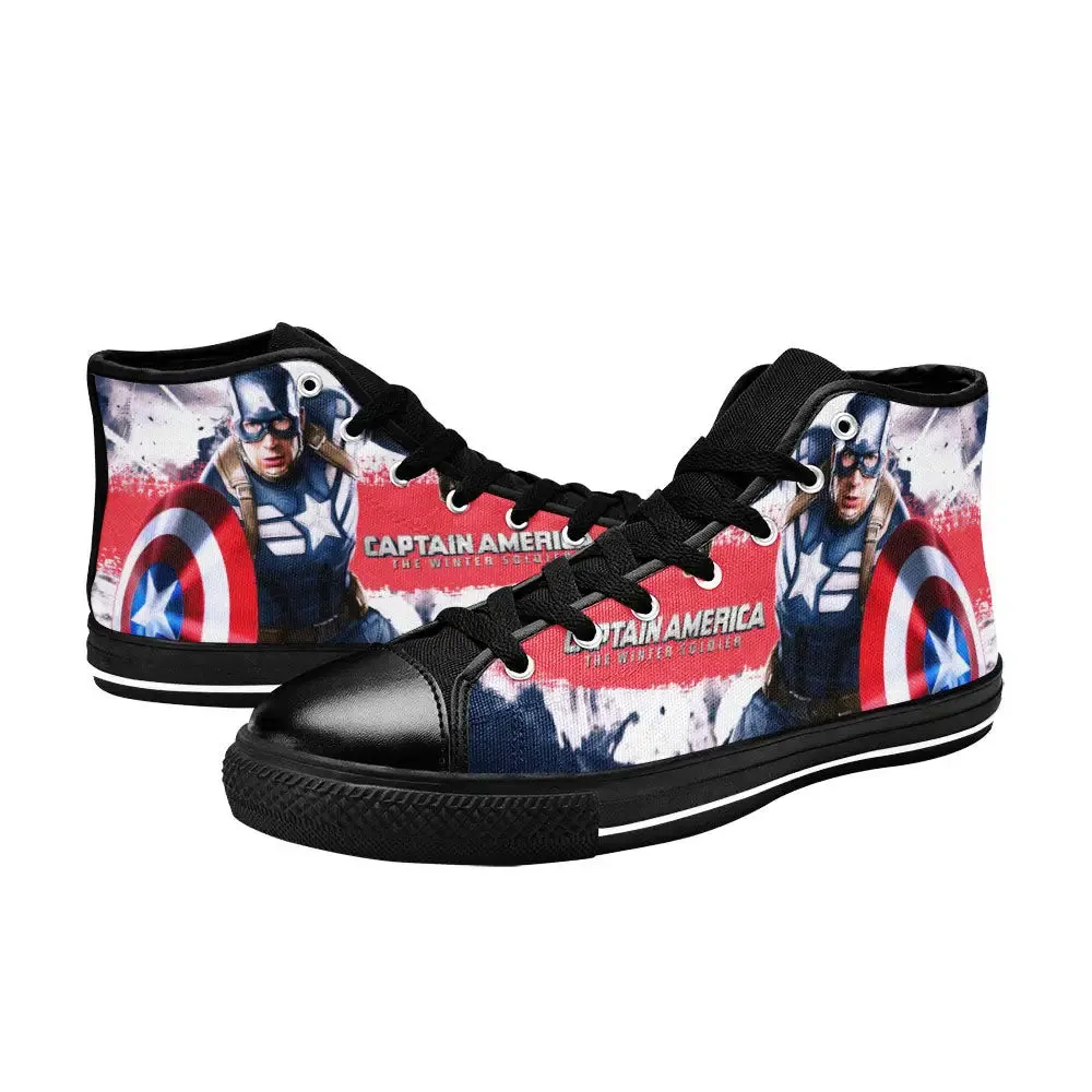 Captain America Winter Soldier Shoes High Top Sneakers for Kids and Adults