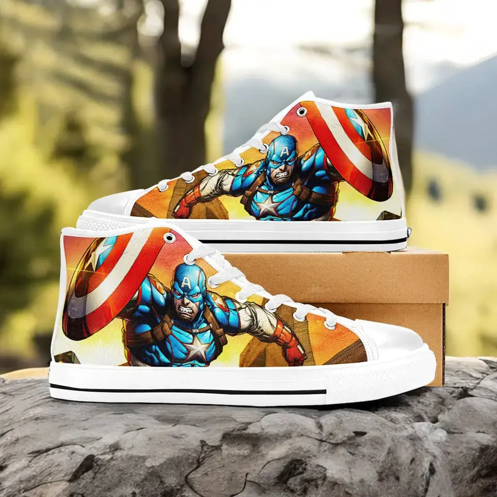 Captain America Winter Soldier Shoes High Top Sneakers for Kids and Adults