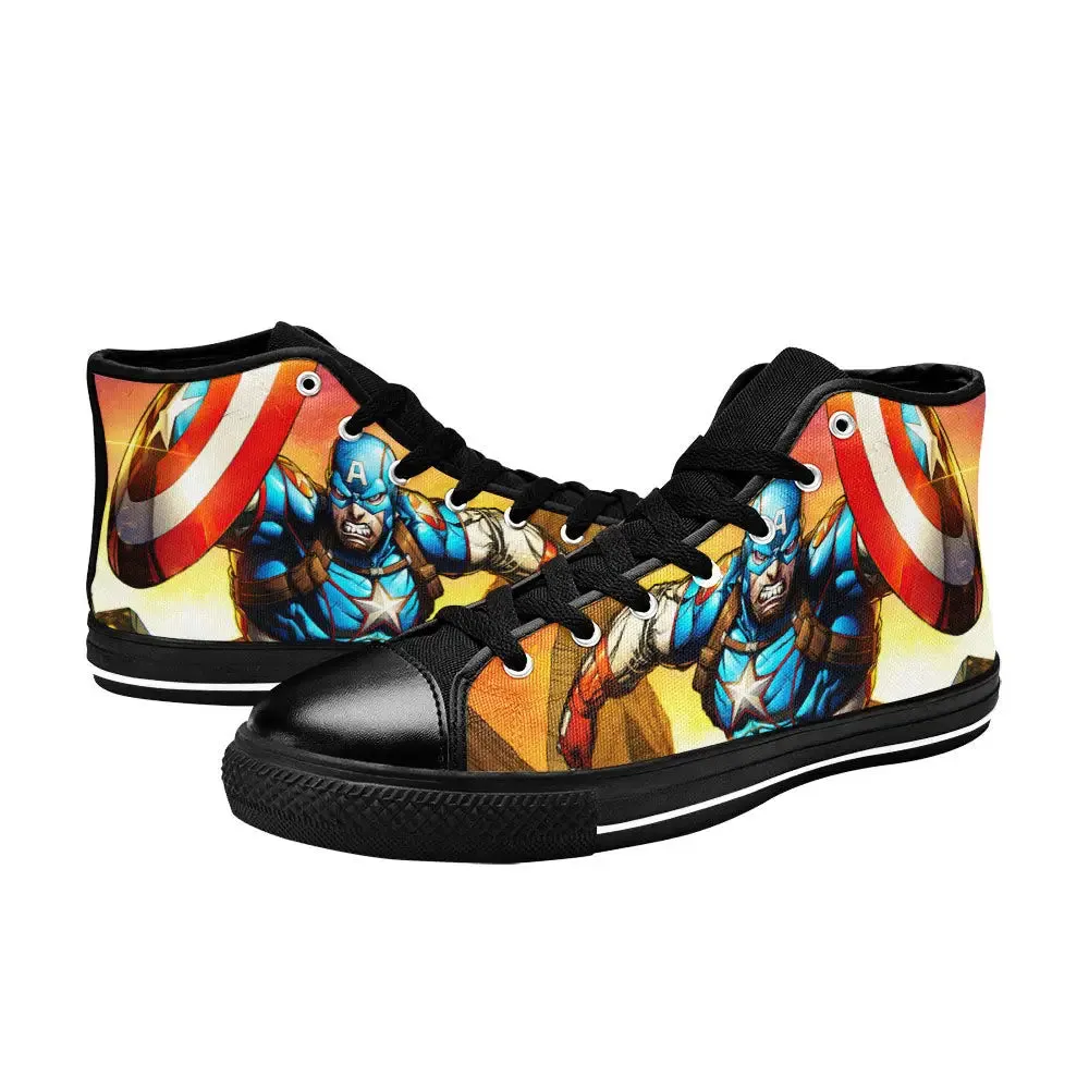 Captain America Winter Soldier Shoes High Top Sneakers for Kids and Adults