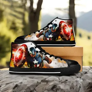 Captain America Winter Soldier Shoes High Top Sneakers for Kids and Adults