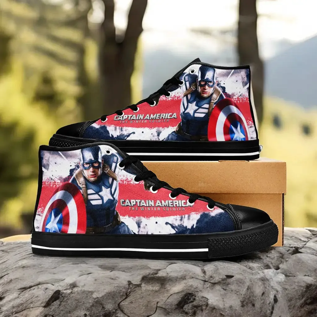 Captain America Winter Soldier Shoes High Top Sneakers for Kids and Adults