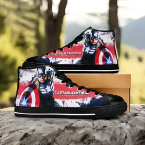 Captain America Winter Soldier Shoes High Top Sneakers for Kids and Adults