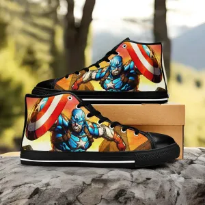 Captain America Winter Soldier Shoes High Top Sneakers for Kids and Adults