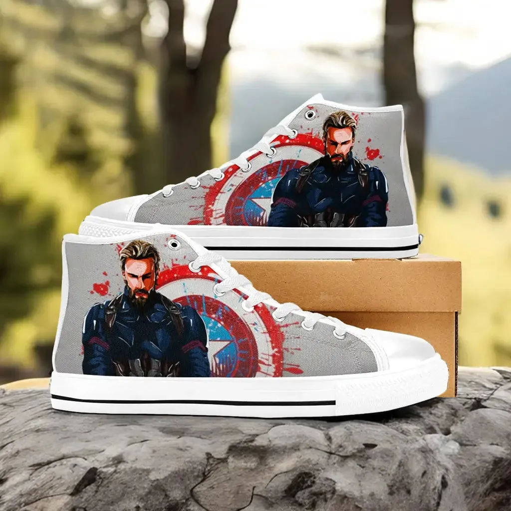 Captain America Winter Soldier Shoes High Top Sneakers for Kids and Adults