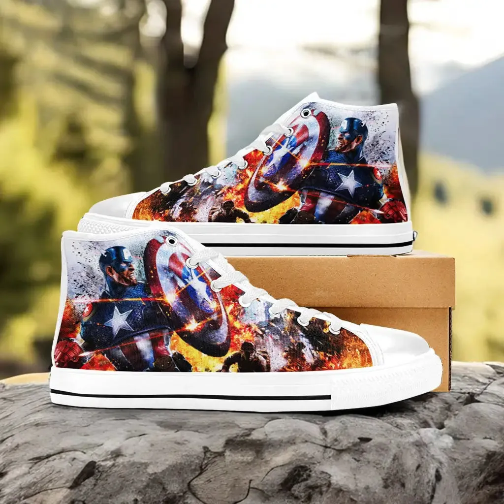 Captain America Winter Soldier Shoes High Top Sneakers for Kids and Adults