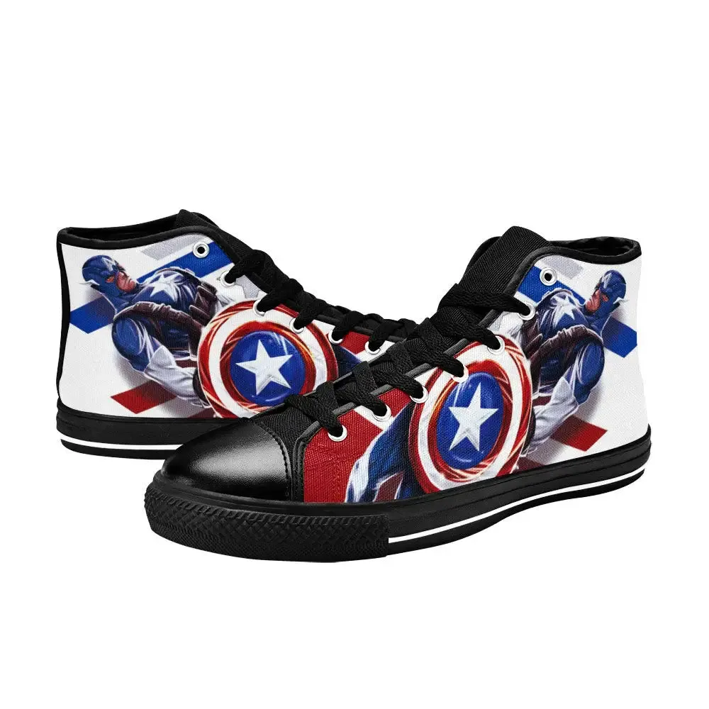 Captain America Winter Soldier Shoes High Top Sneakers for Kids and Adults