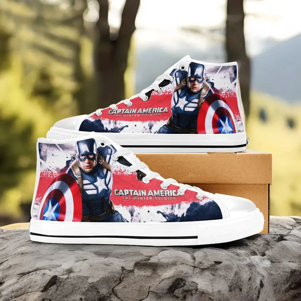 Captain America Winter Soldier Shoes High Top Sneakers for Kids and Adults
