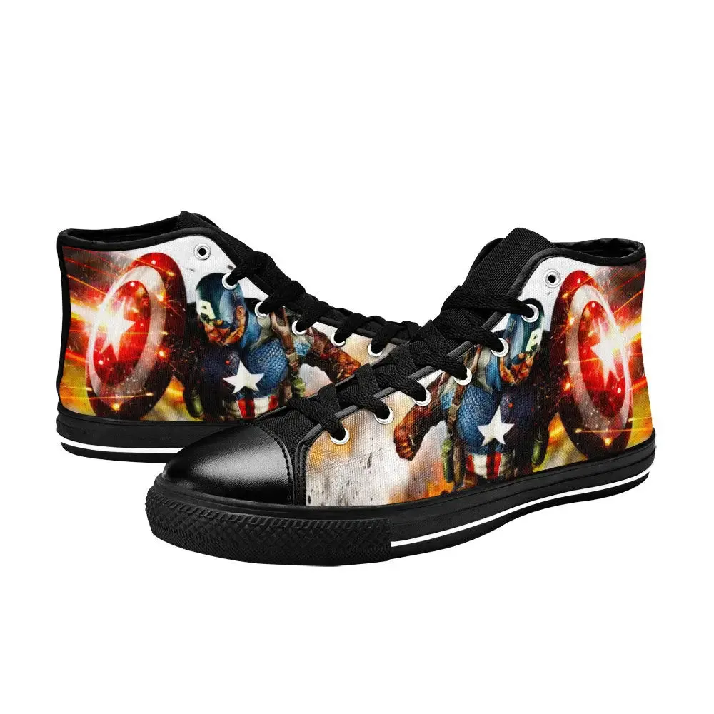 Captain America Winter Soldier Shoes High Top Sneakers for Kids and Adults