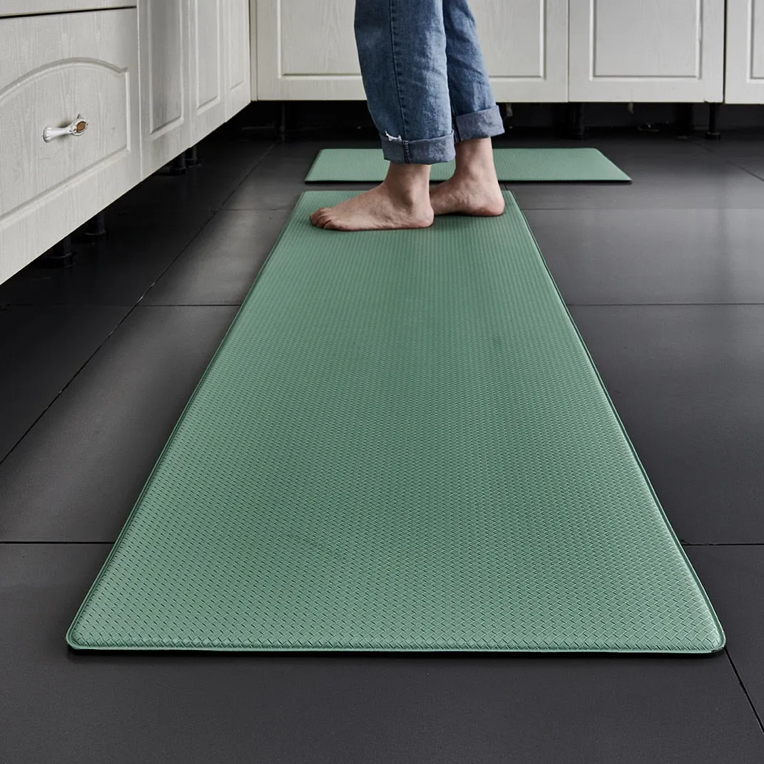 CarpetnRug PVC Washable Kitchen Mat Gray Vinyl Non-slip Carpet Waterproof Oilproof Long Rug For Floor Balcony Laundry Room Entrance Doormat