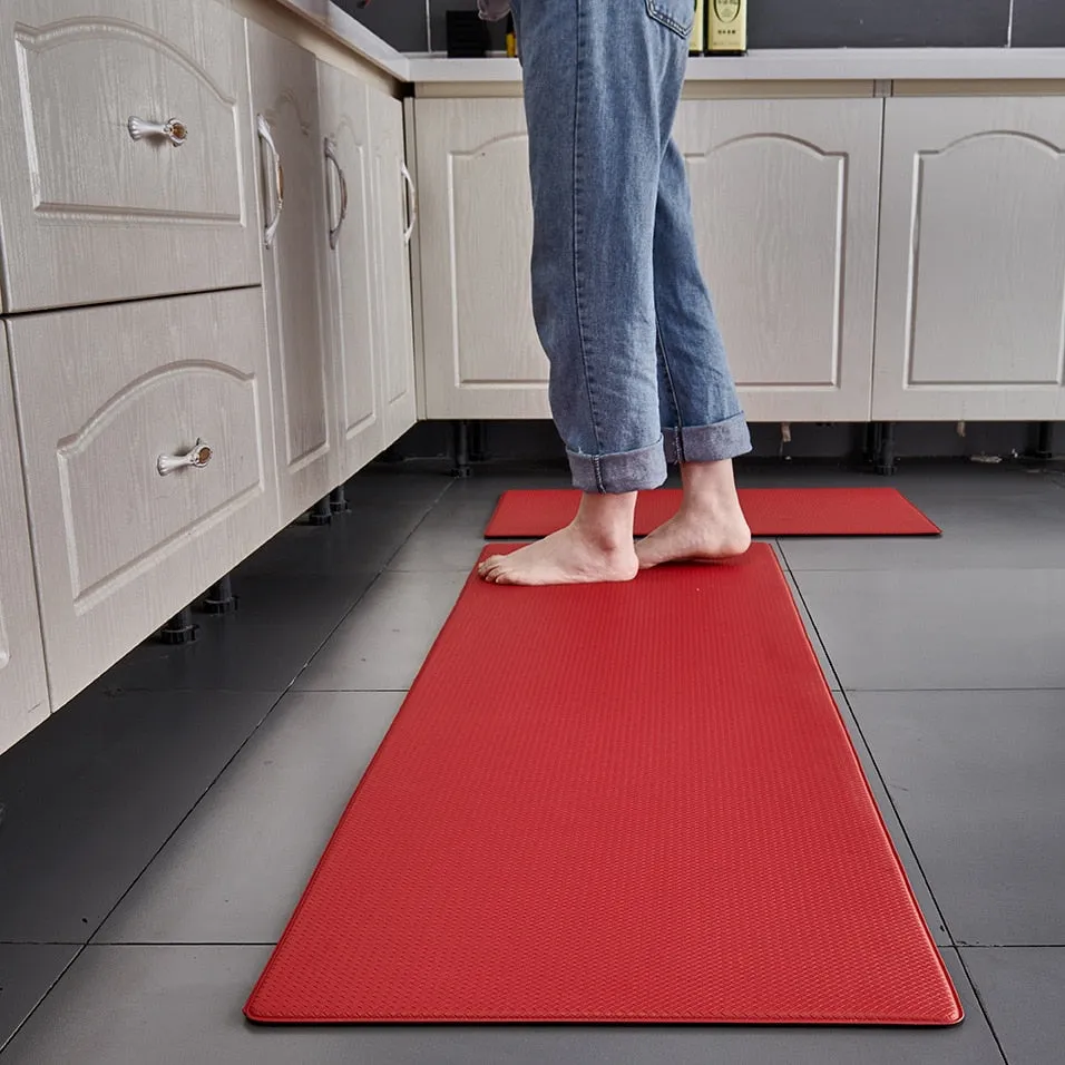 CarpetnRug PVC Washable Kitchen Mat Gray Vinyl Non-slip Carpet Waterproof Oilproof Long Rug For Floor Balcony Laundry Room Entrance Doormat
