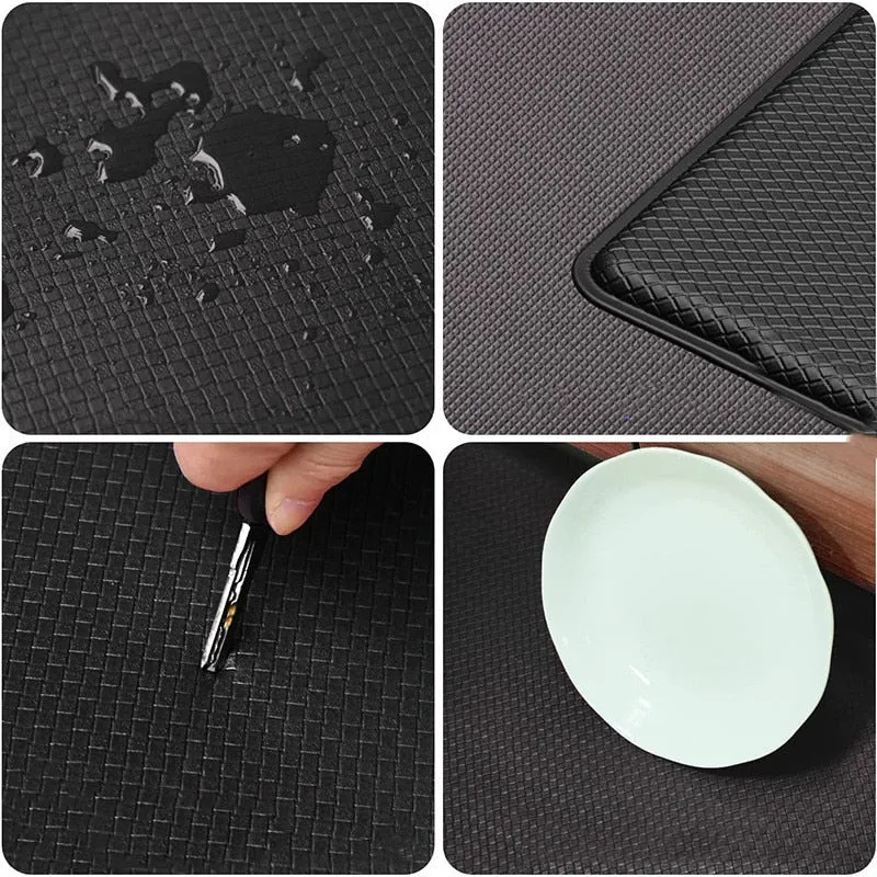 CarpetnRug PVC Washable Kitchen Mat Gray Vinyl Non-slip Carpet Waterproof Oilproof Long Rug For Floor Balcony Laundry Room Entrance Doormat
