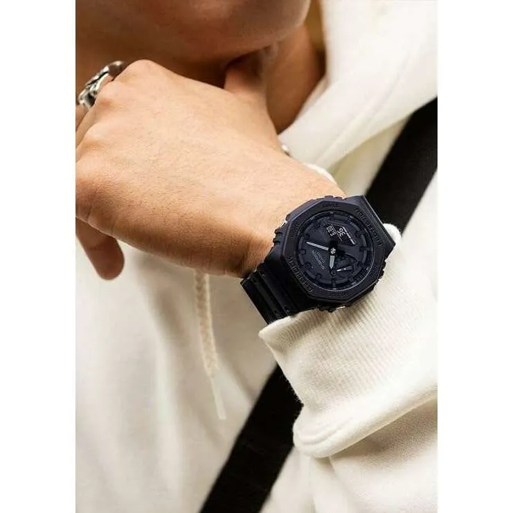 CASIO G-SHOCK CARBON CORE GUARD RUBBER STRAP ALL BLACK MEN WATCH GA-2100-1A1JF