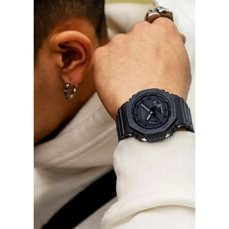 CASIO G-SHOCK CARBON CORE GUARD RUBBER STRAP ALL BLACK MEN WATCH GA-2100-1A1JF