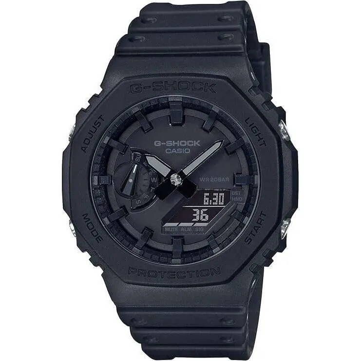 CASIO G-SHOCK CARBON CORE GUARD RUBBER STRAP ALL BLACK MEN WATCH GA-2100-1A1JF