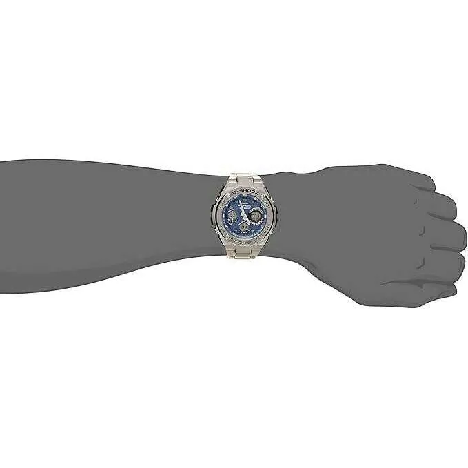 CASIO G-SHOCK G-STEEL RADIO SOLAR SILVER & BLUE ANALOG DIGITAL MEN WATCH GST-W110D-2AJF