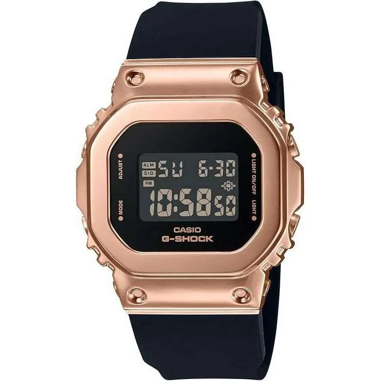 CASIO G-SHOCK MID-SIZE MODEL METAL COVERED BLACK & PINK GOLD UNISEX WATCH GM-S5600PG-1JF