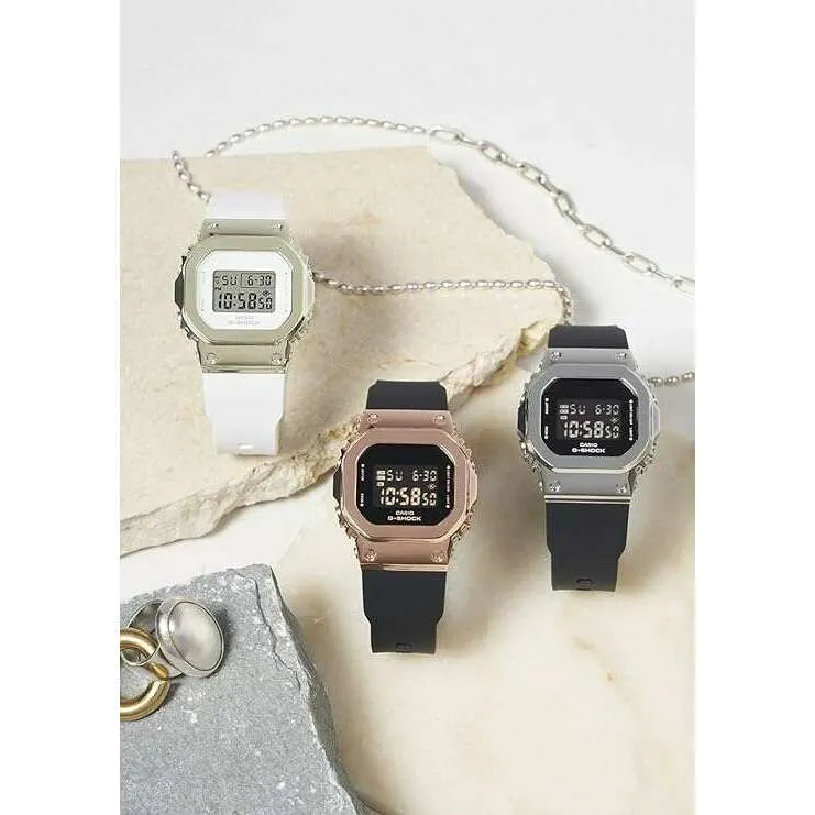 CASIO G-SHOCK MID-SIZE MODEL METAL COVERED BLACK & PINK GOLD UNISEX WATCH GM-S5600PG-1JF