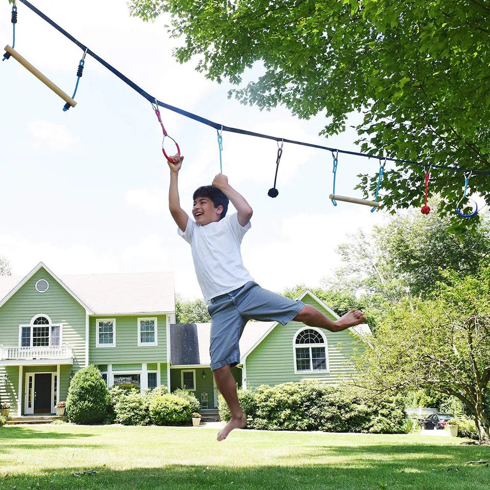 Children's Backyard Ninja Warrior SlackLine Obstacle Course Kit
