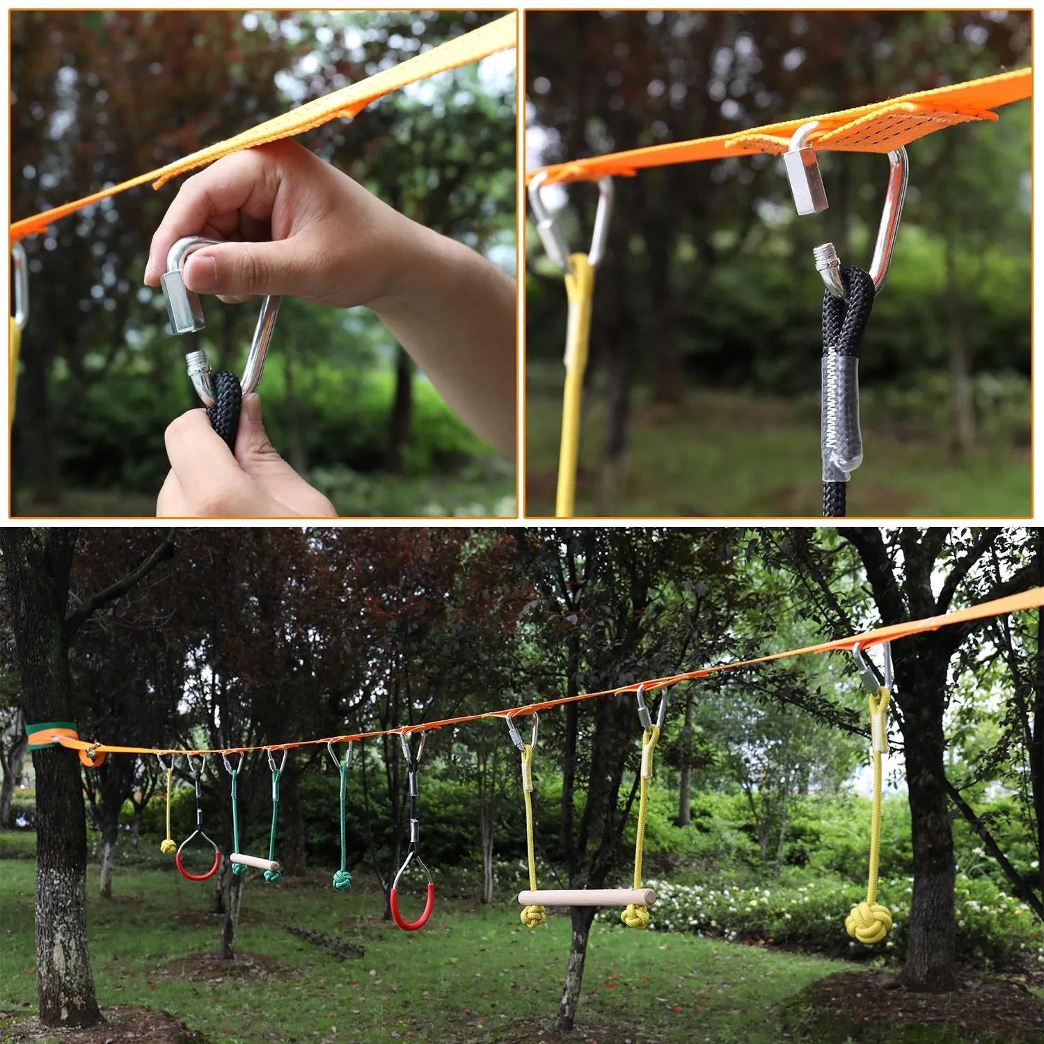 Children's Backyard Ninja Warrior SlackLine Obstacle Course Kit