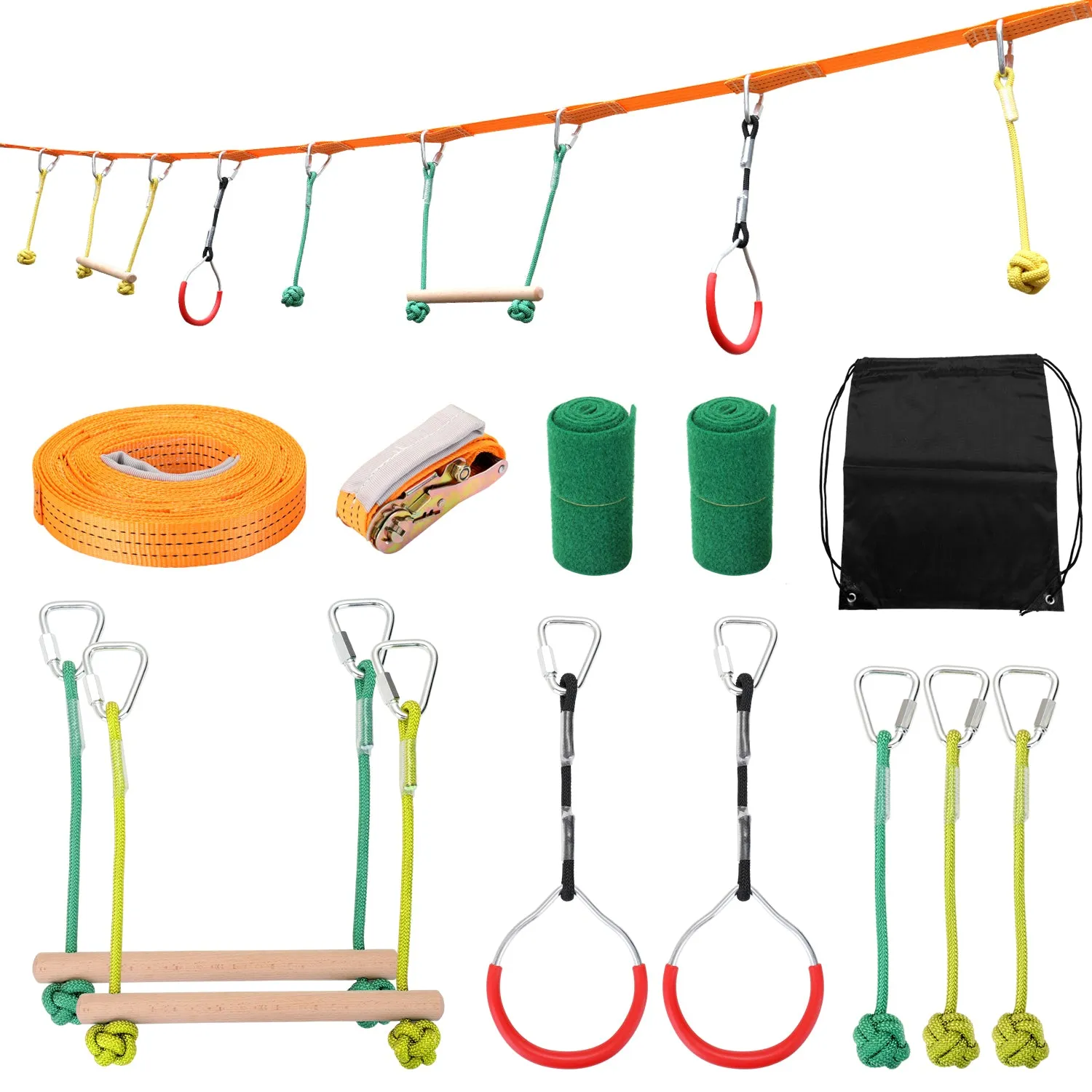 Children's Backyard Ninja Warrior SlackLine Obstacle Course Kit