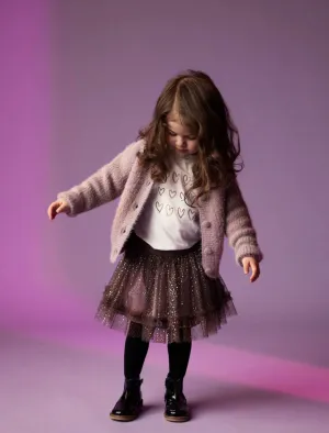 Creamie Girls Purple & Gold Sparkle Tulle Skirt: Size 2 to 6 Years