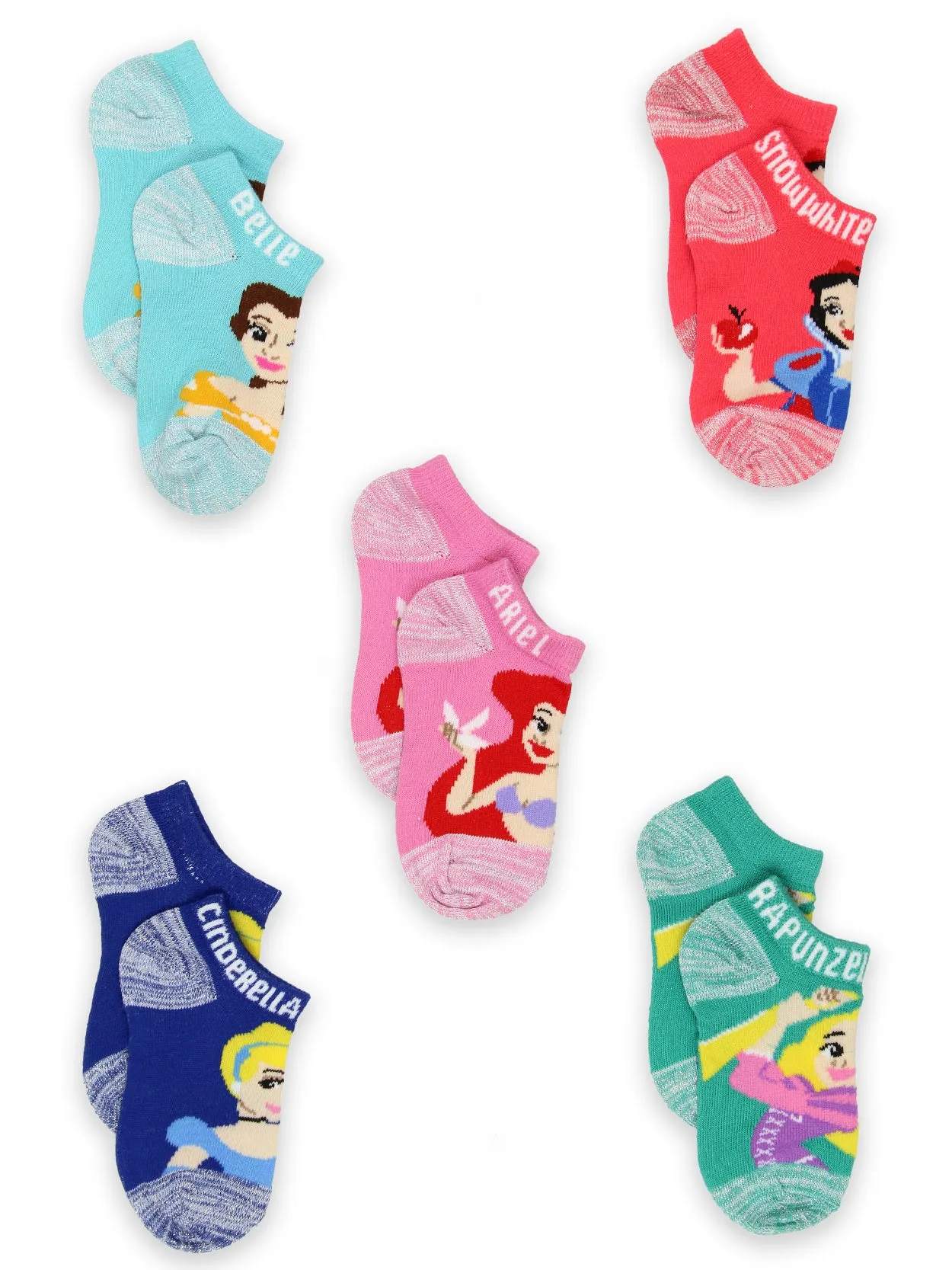 Disney Princess No Show Socks 5-Pack