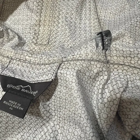 Eddie Bauer Black &amp; Gray Rain Jacket with Weather Edge Size XL