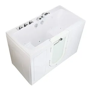 Ella's Bubbles O2SA3260A-HB-L Tub4Two Air Massage Acrylic Walk-In Tub with Left Outward Swing Door, Ella 5pc. Fast-Fill Faucet, Dual 2" Drains, 32" x 60" x 42", White