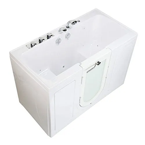 Ella's Bubbles O2SA3260A-HB-L Tub4Two Air Massage Acrylic Walk-In Tub with Left Outward Swing Door, Ella 5pc. Fast-Fill Faucet, Dual 2" Drains, 32" x 60" x 42", White