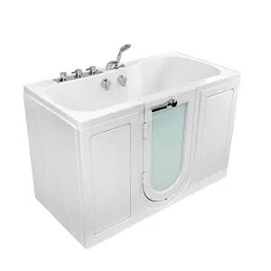 Ella's Bubbles O2SA3260M-L Tub4Two Microbubble Acrylic Walk-In Tub with Left Outward Swing Door, Thermostatic Faucet, Dual 2" Drains, 32" x 60" x 42", White