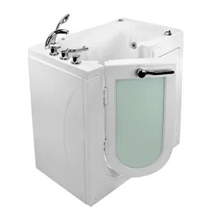 Ella's Bubbles OA2645M-HB-R Mobile Microbubble Massage Acrylic Walk-In Tub with Right Outward Swing Door, Fast Fill Faucet, 2" Dual Drain White